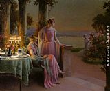 Famous Tea Paintings - Elegant Ladies Taking Tea